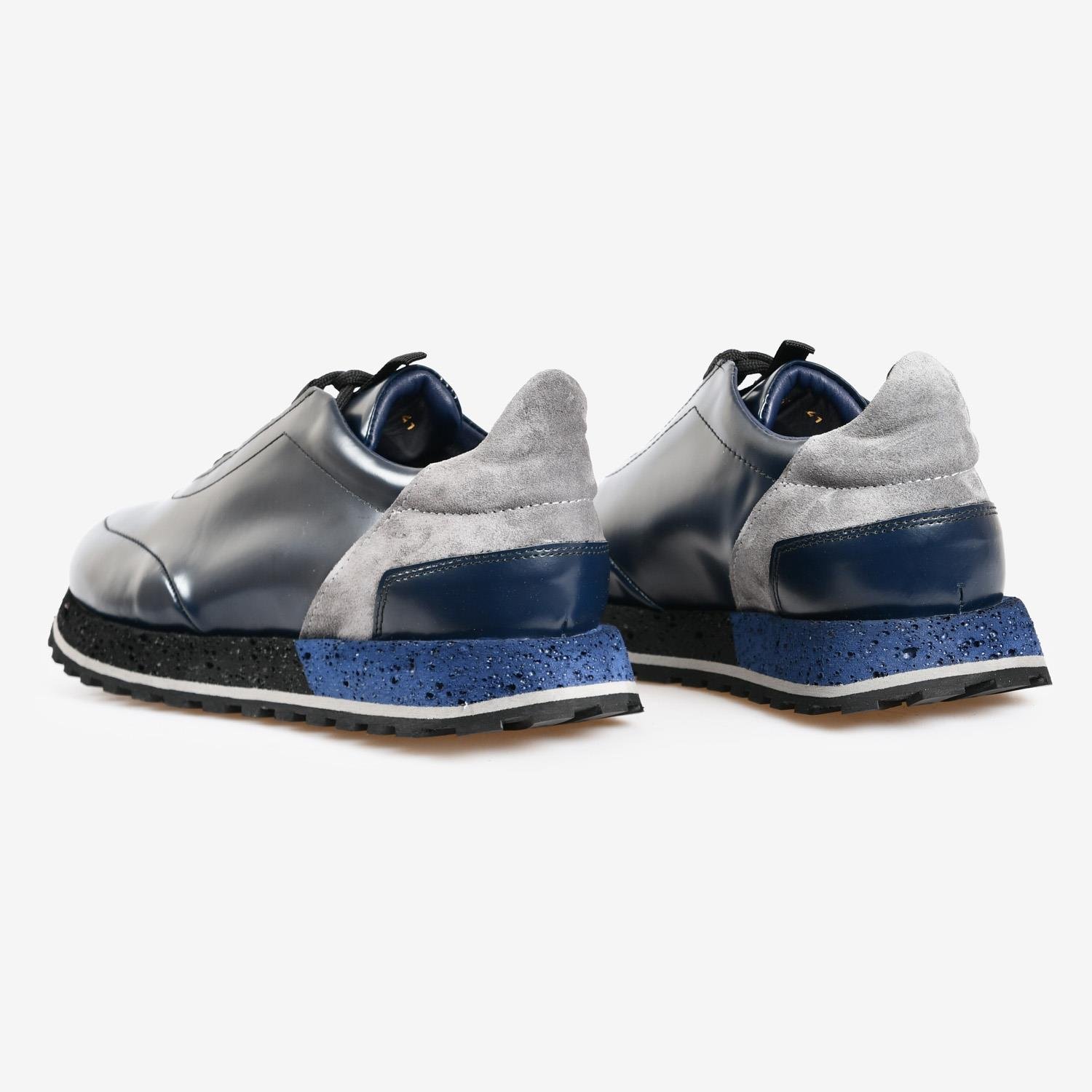 Lacivert Deri Bağcıklı Erkek Spor Ayakkabı