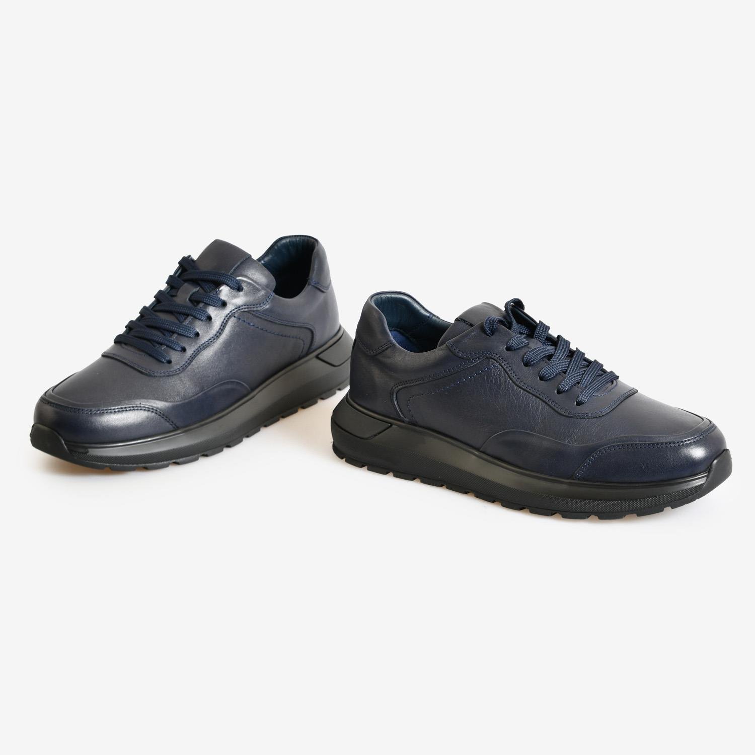 Lacivert Deri Bağcıklı Erkek Spor Ayakkabı