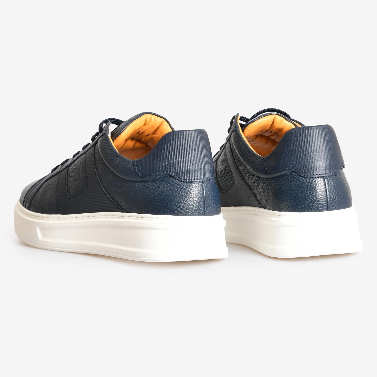 Lacivert Deri Bağcıklı Erkek Spor Ayakkabı