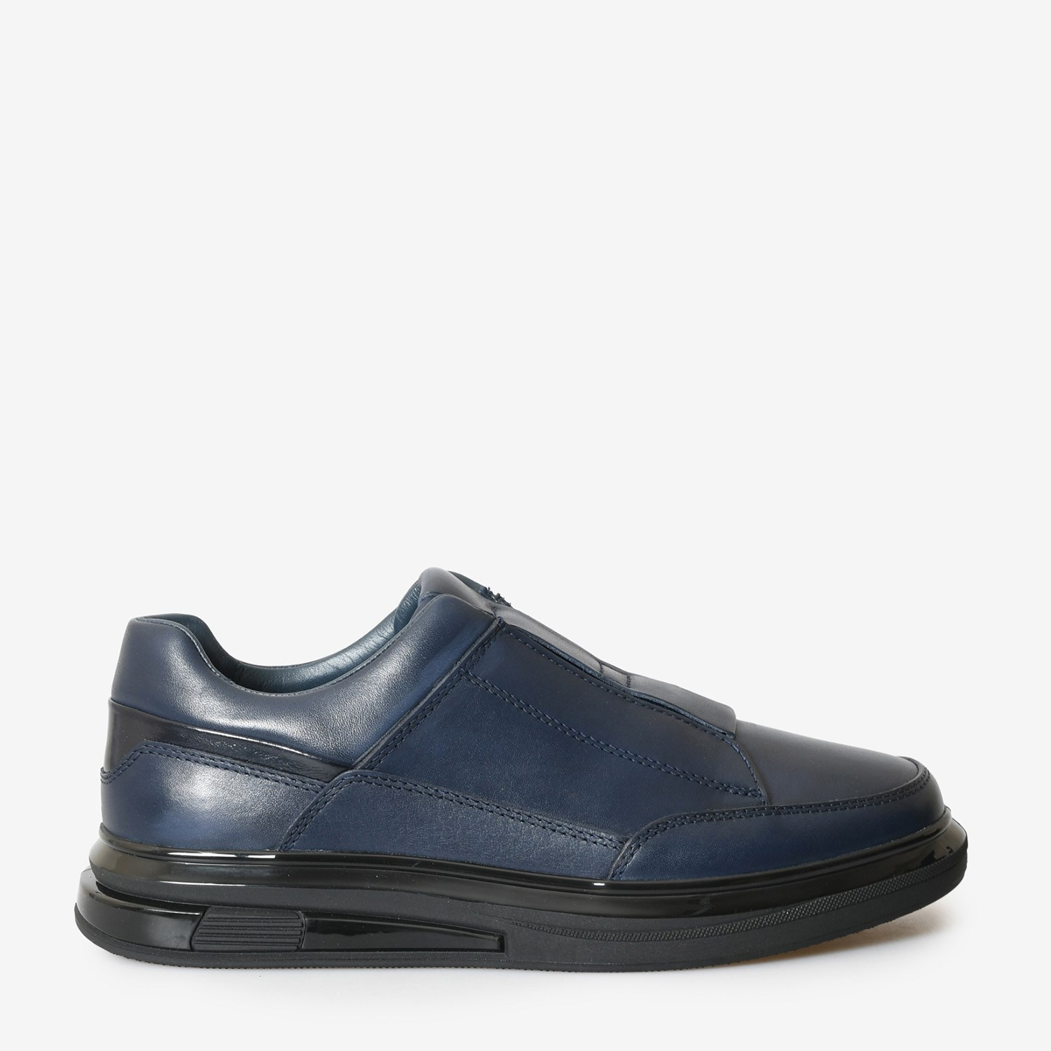 Lacivert Deri Bağcıksız Erkek Sneaker