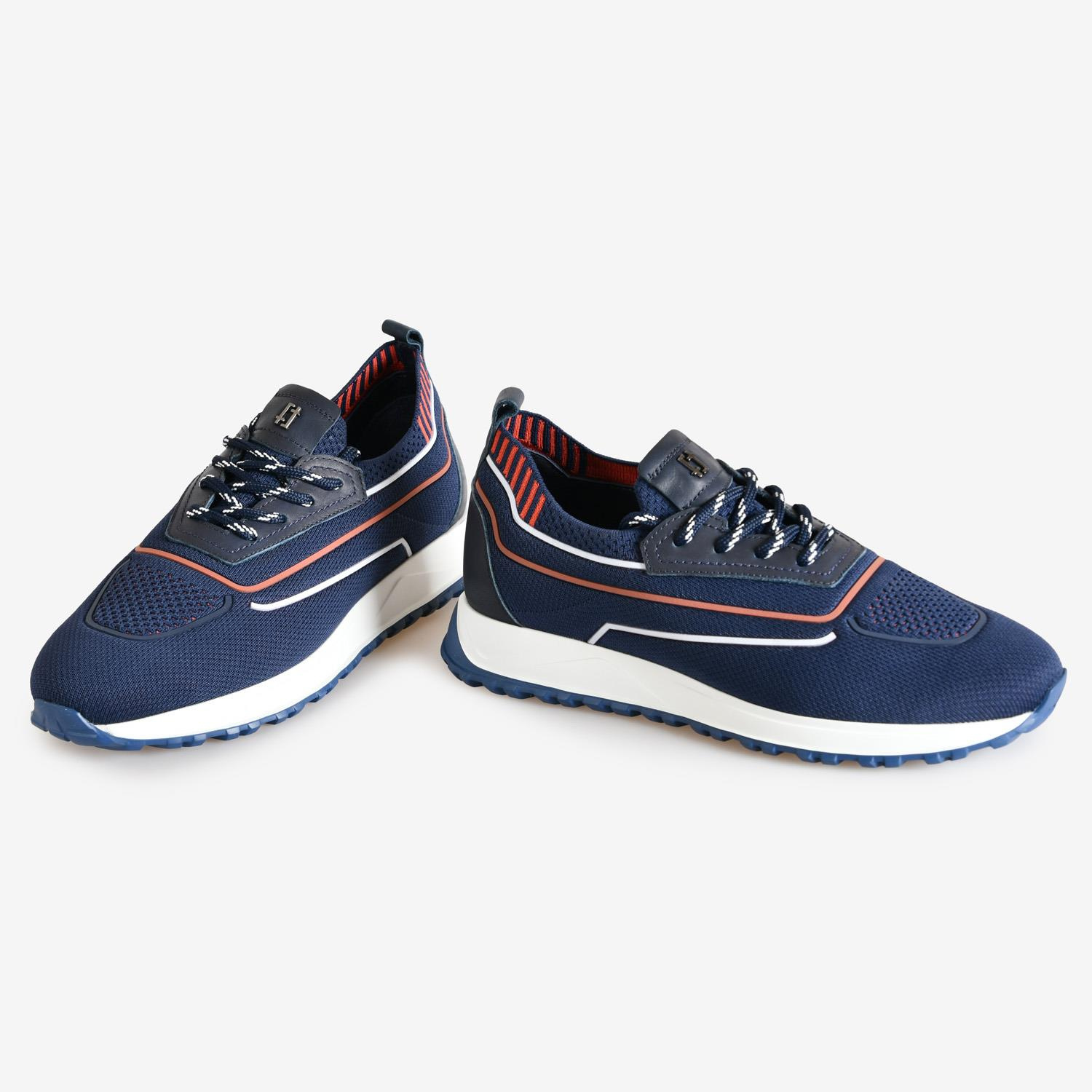 Lacivert Deri Bağcıksız Erkek Spor Ayakkabı