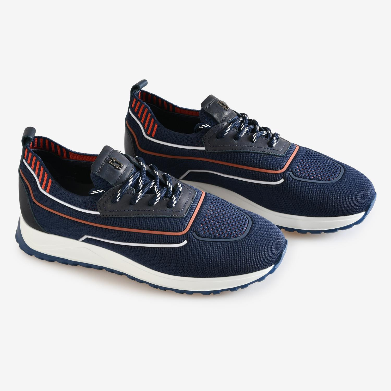 Lacivert Deri Bağcıksız Erkek Spor Ayakkabı