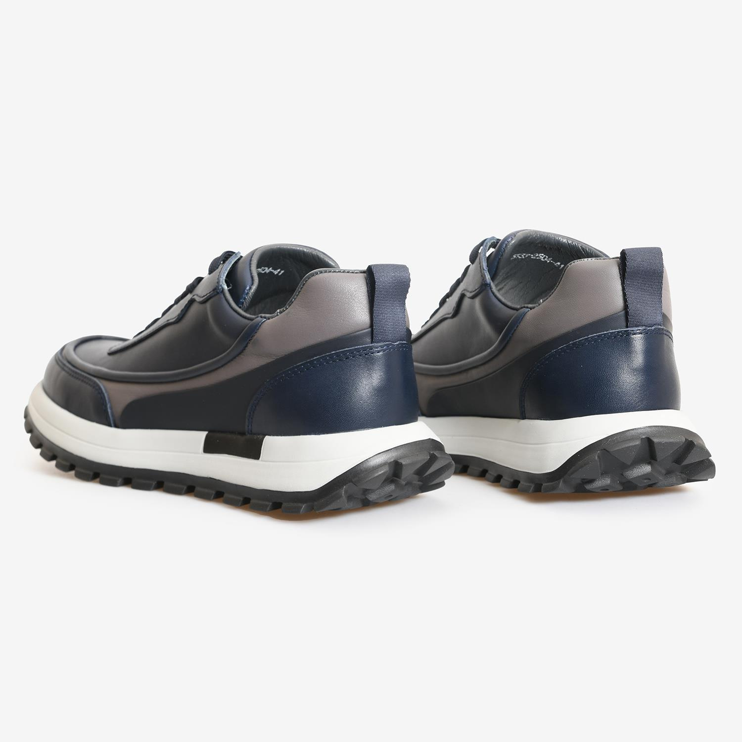 Lacivert Deri Erkek Bağcıklı Spor Ayakkabı