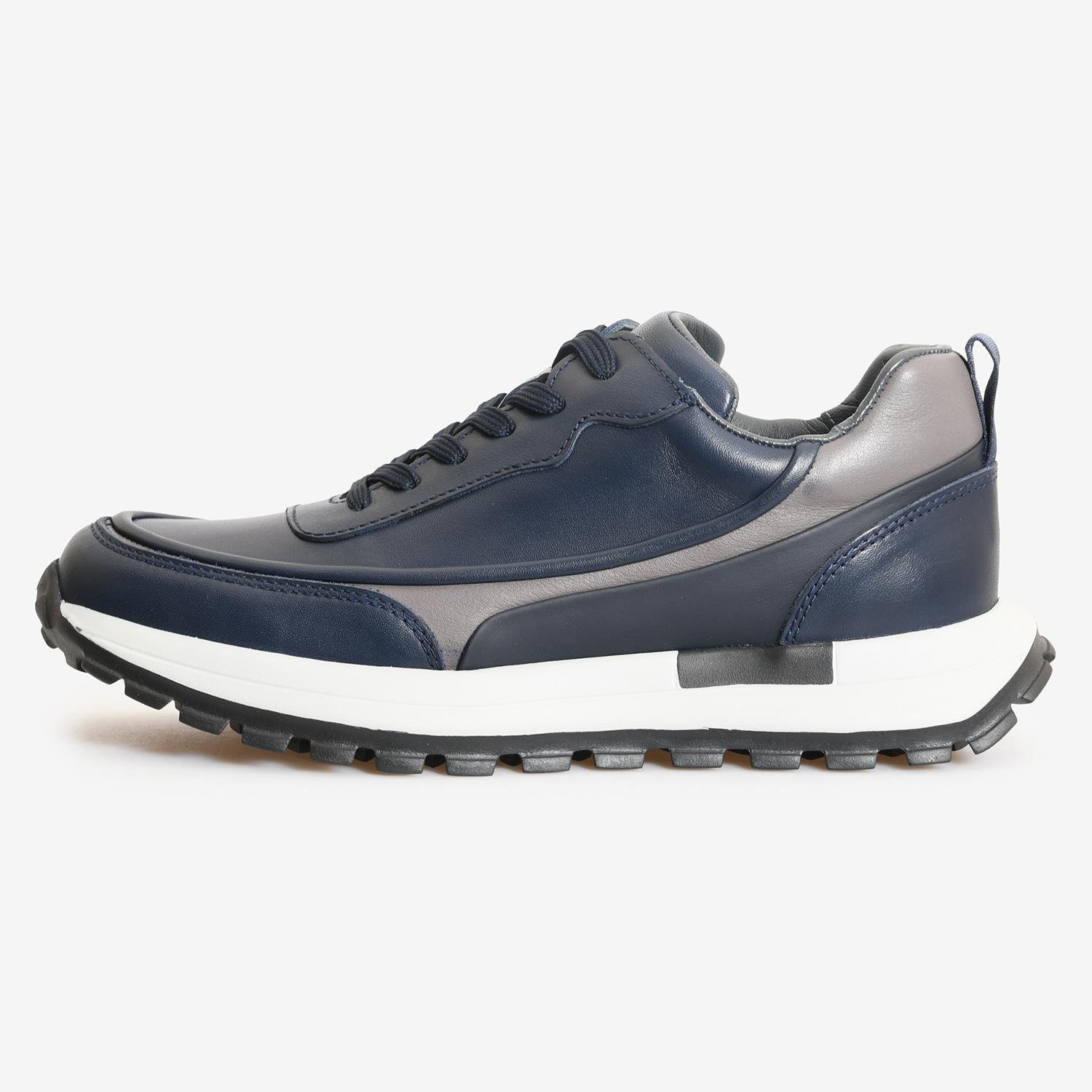 Lacivert Deri Erkek Bağcıklı Spor Ayakkabı