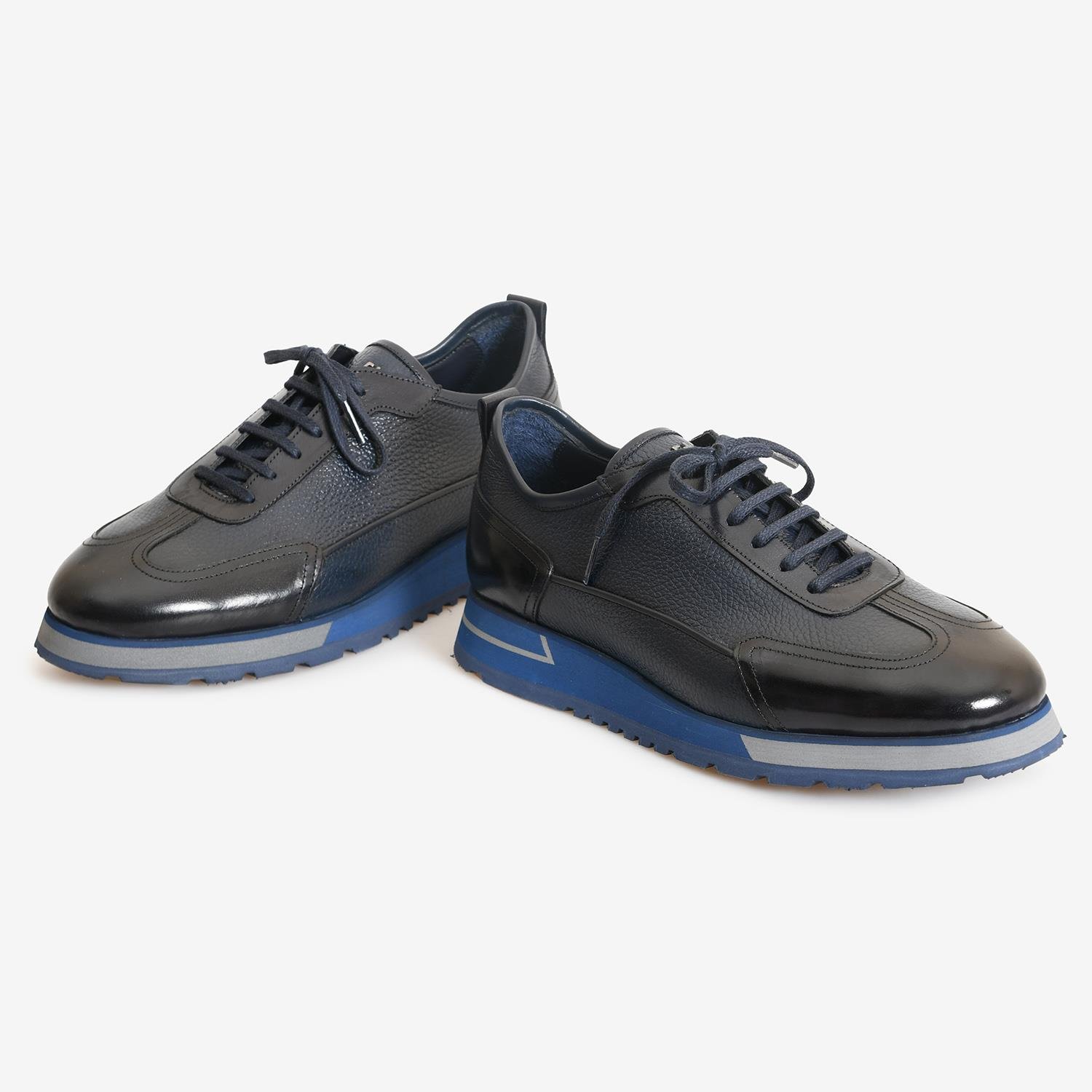 Lacivert Deri Erkek Bağcıklı Spor Ayakkabı