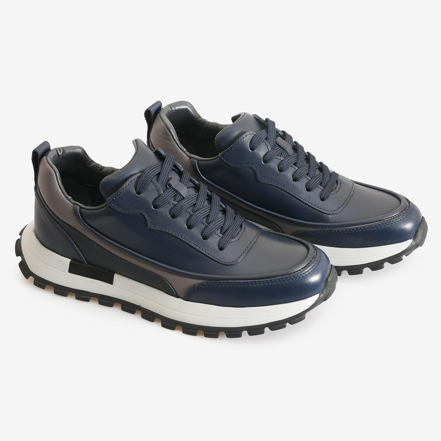 Lacivert Deri Erkek Bağcıklı Spor Ayakkabı