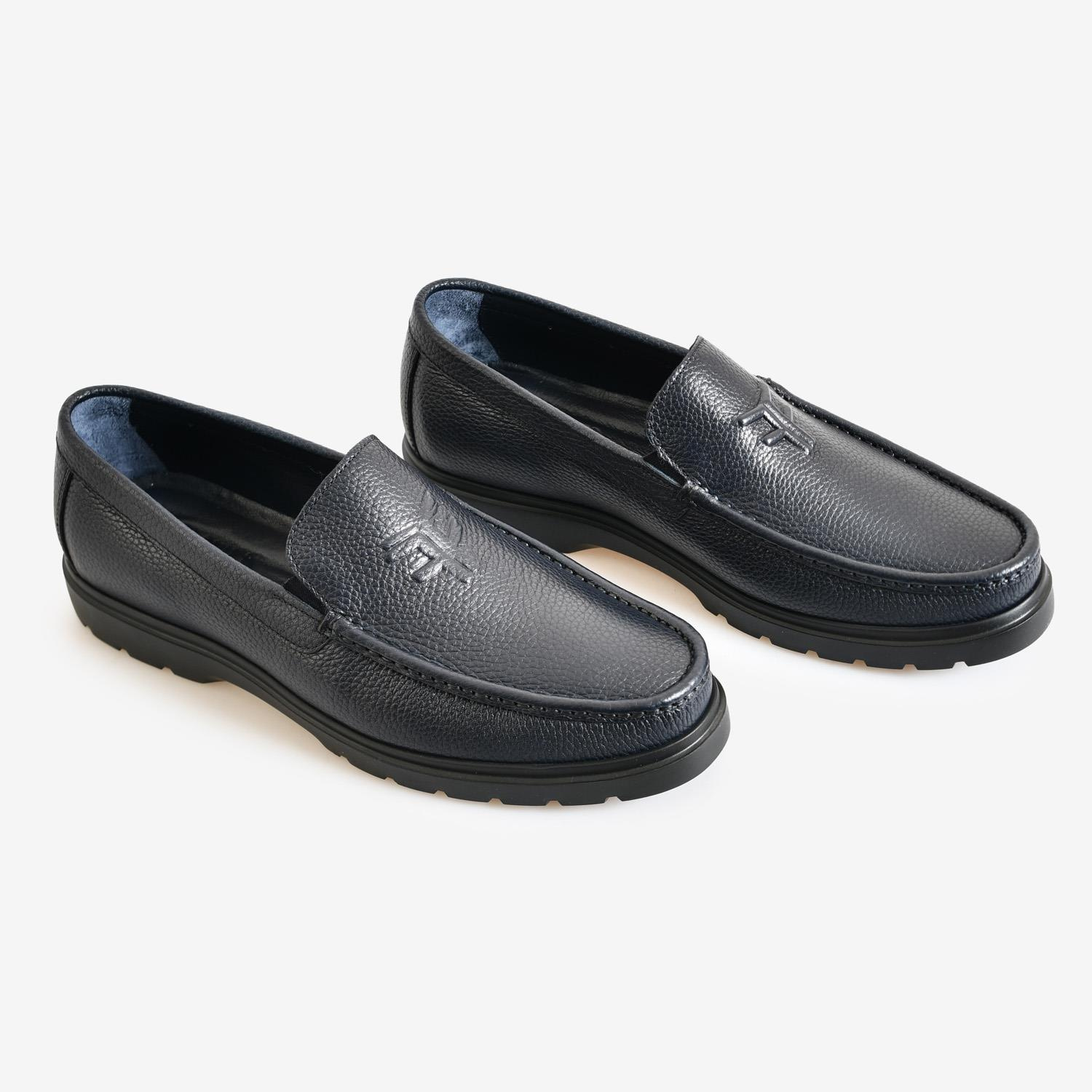 Lacivert Deri Erkek Loafer