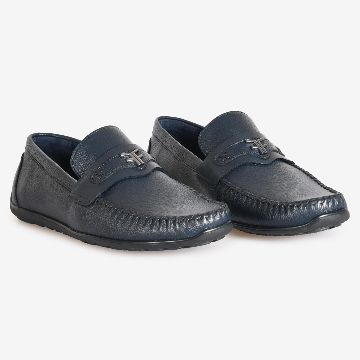Lacivert Deri Erkek Loafer