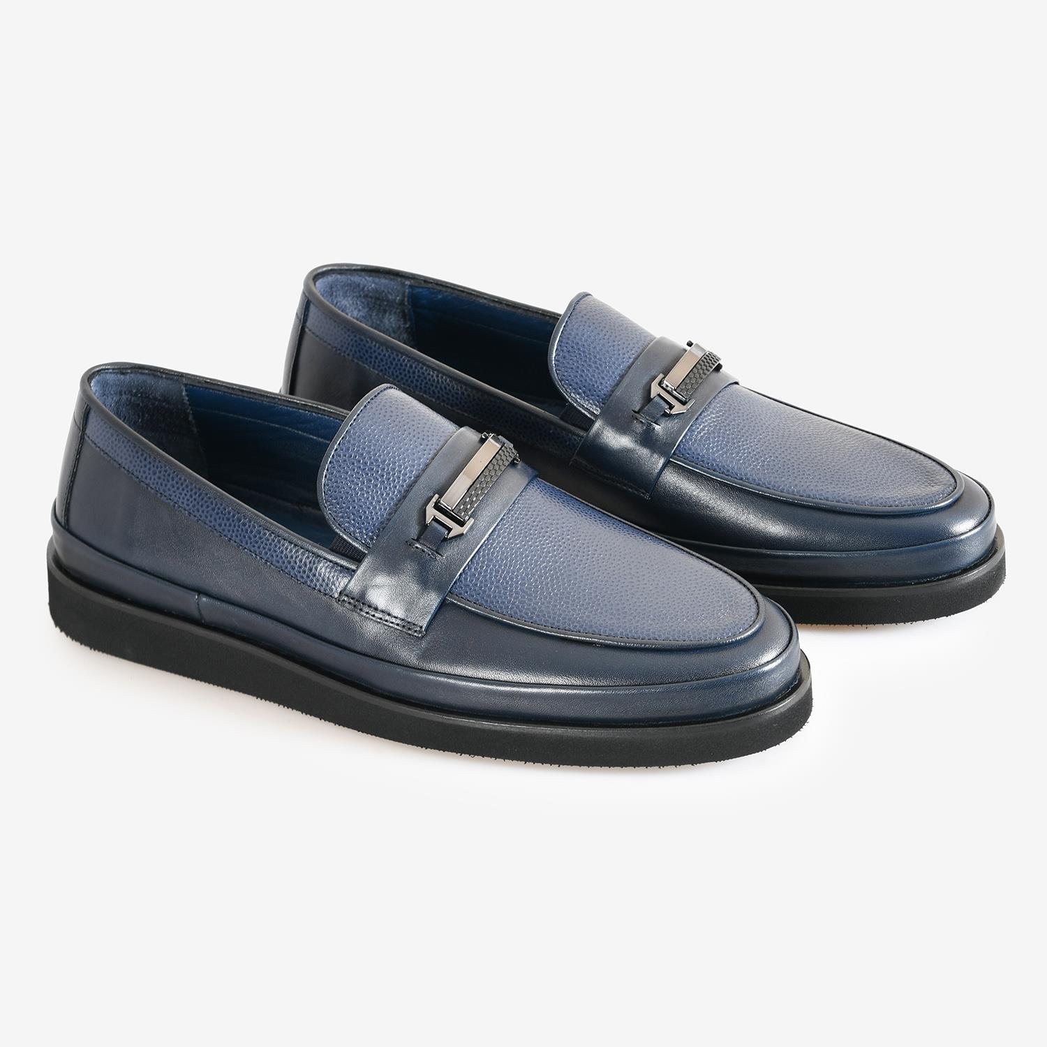 LACİVERT DERİ ERKEK LOAFER