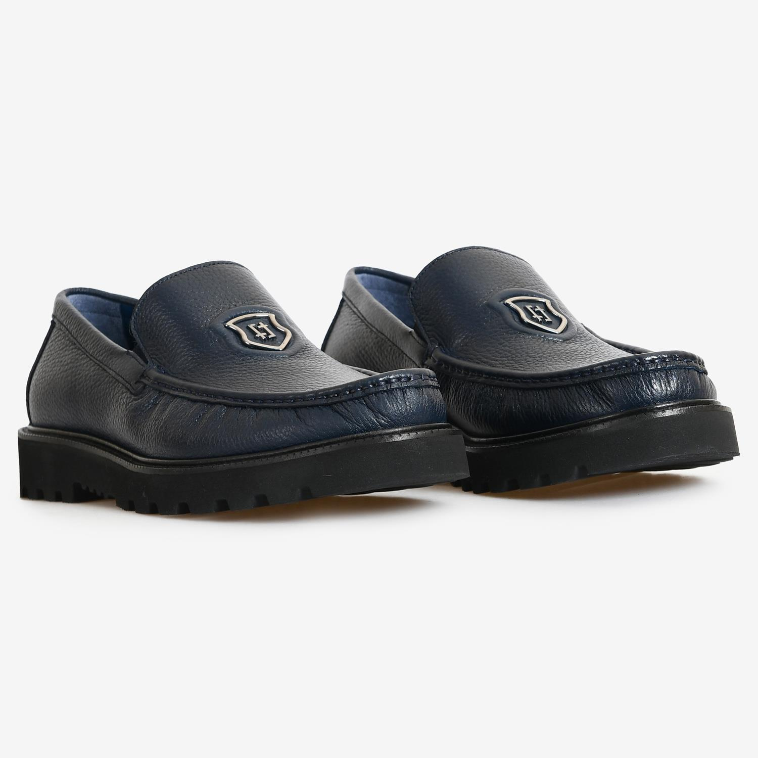 Lacivert Deri Erkek Loafer Ayakkabı