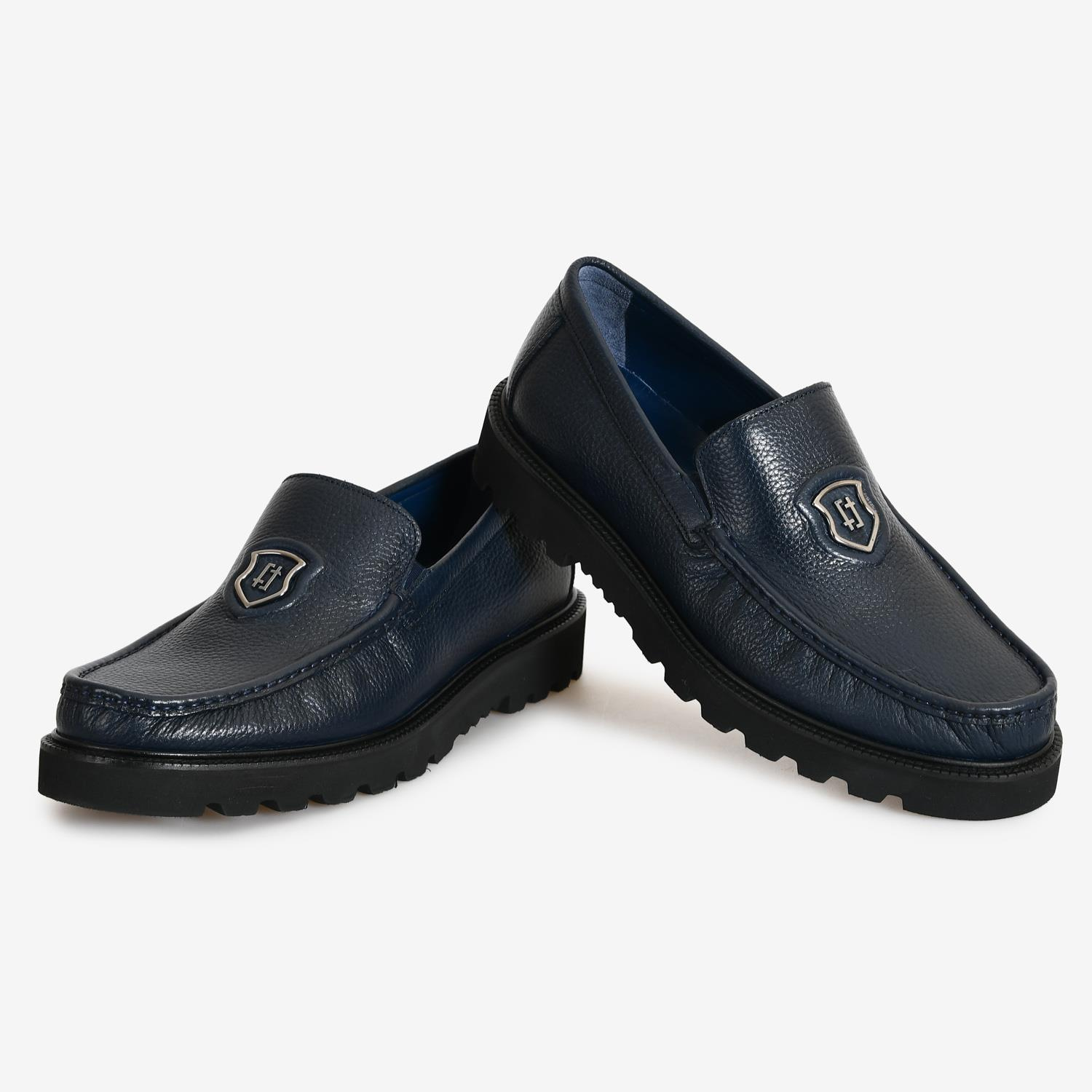 Lacivert Deri Erkek Loafer Ayakkabı