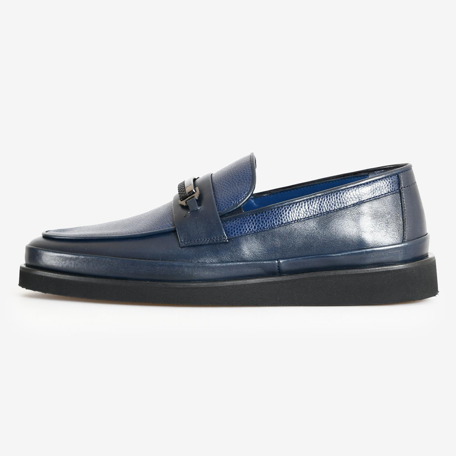 LACİVERT DERİ ERKEK LOAFER