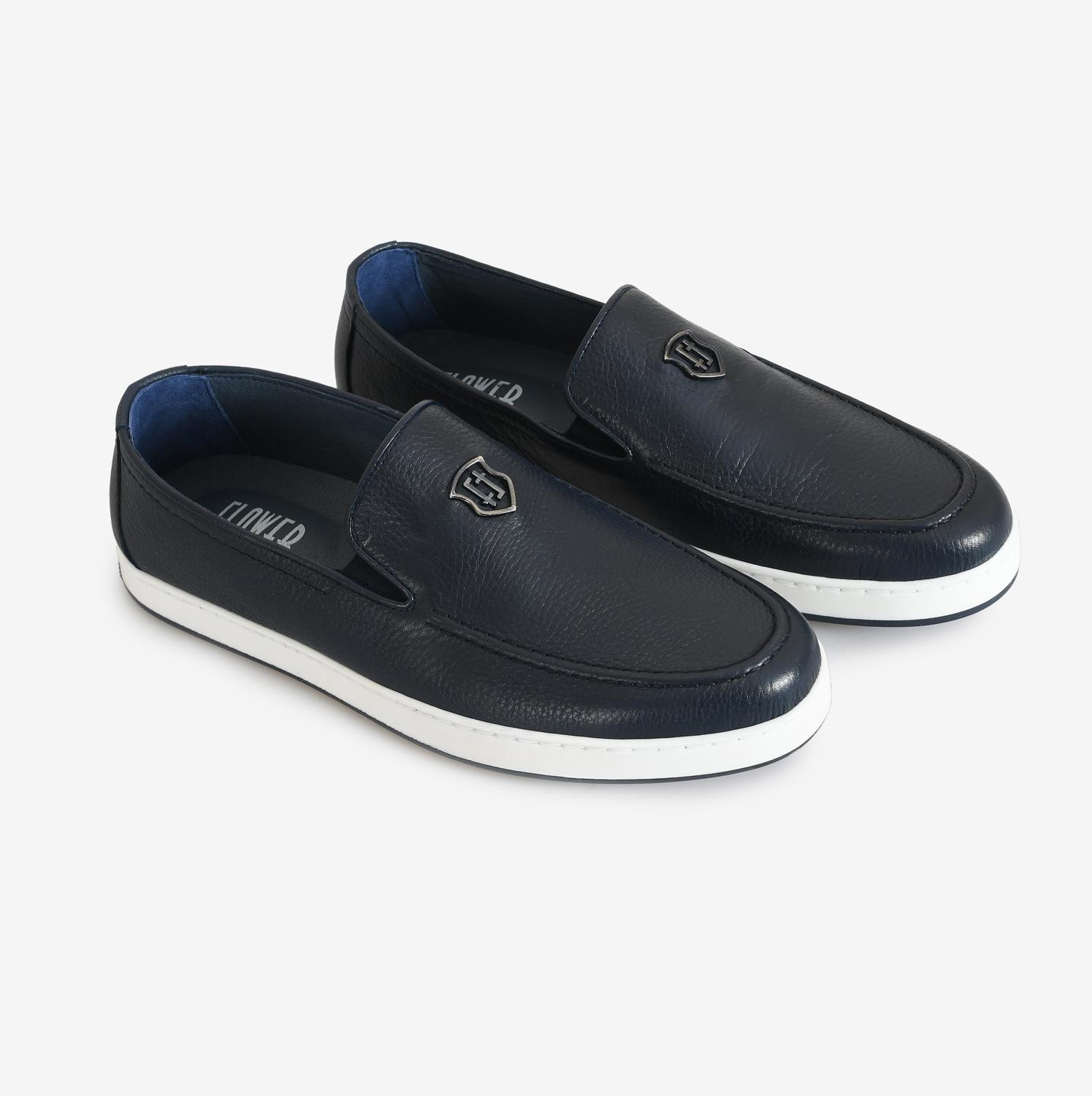 Lacivert Deri Erkek Loafer