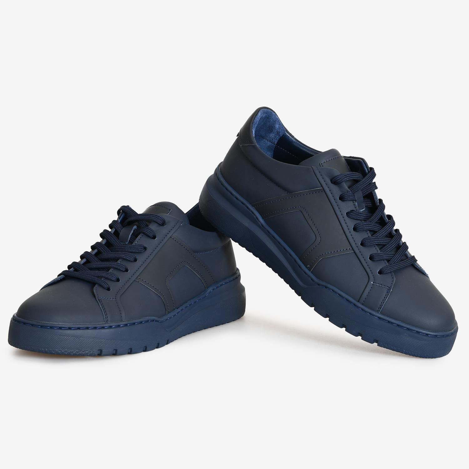 Lacivert Deri Erkek Sneakers