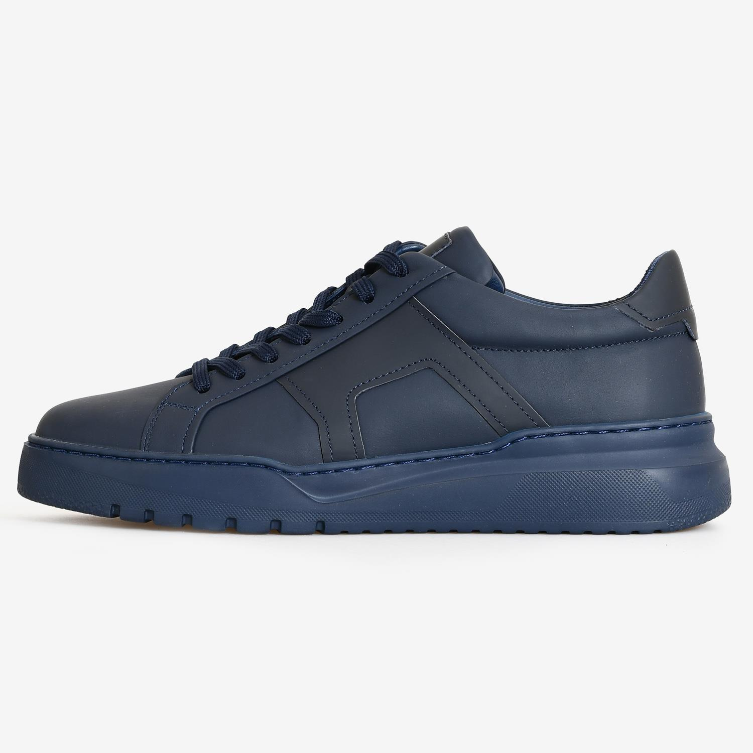 Lacivert Deri Erkek Sneakers
