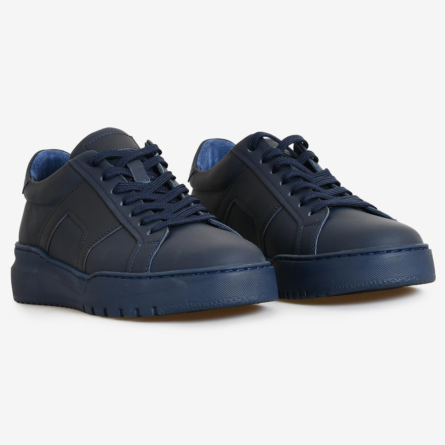 Lacivert Deri Erkek Sneakers