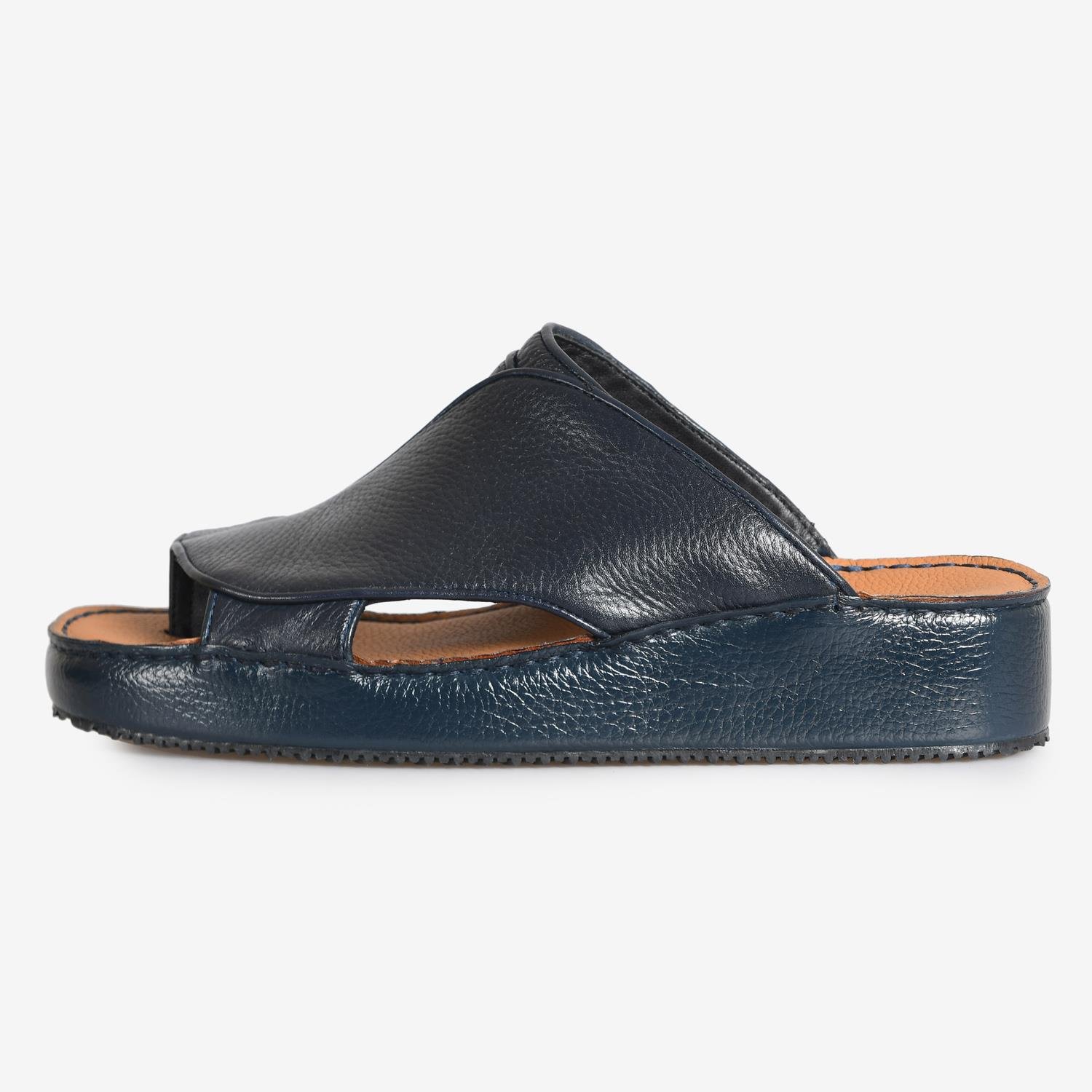 Lacivert Deri Erkek Terlik