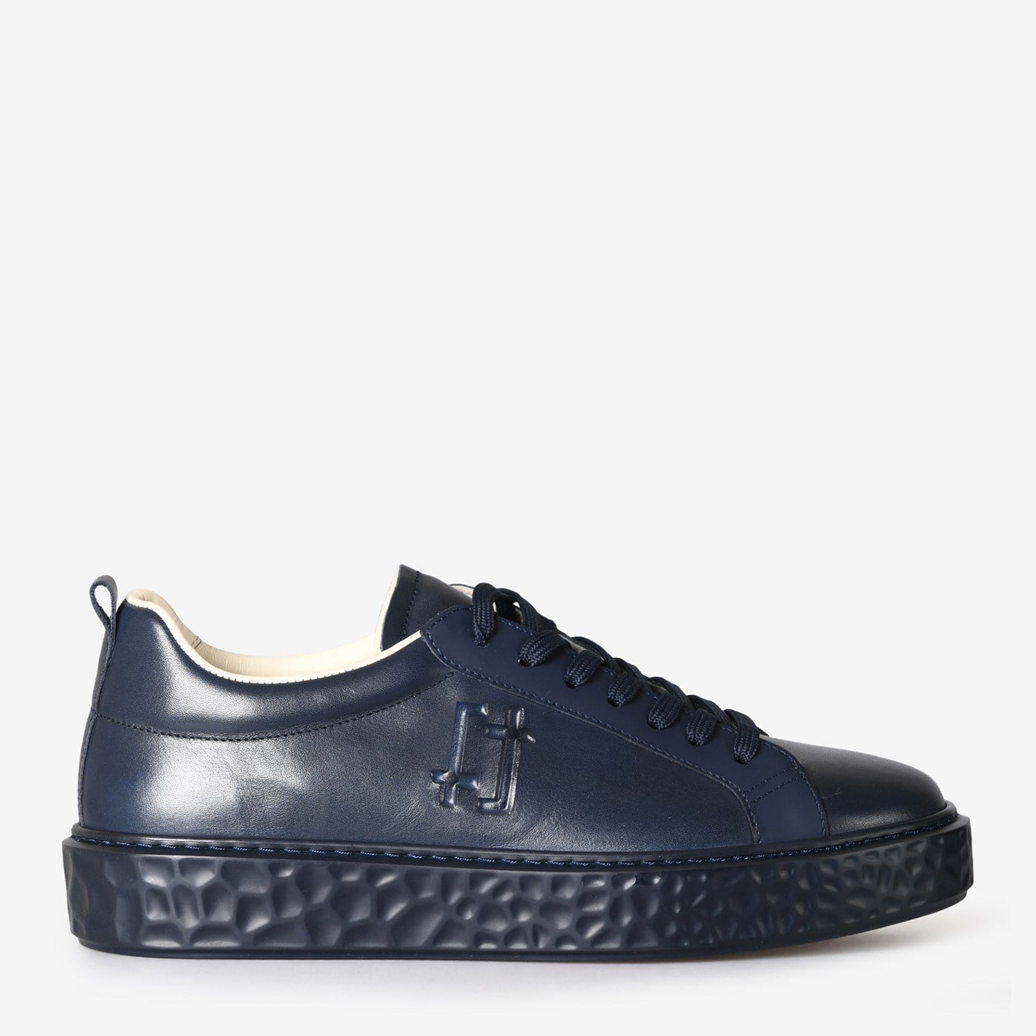 Lacivert Deri Logo Detaylı Erkek Sneaker
