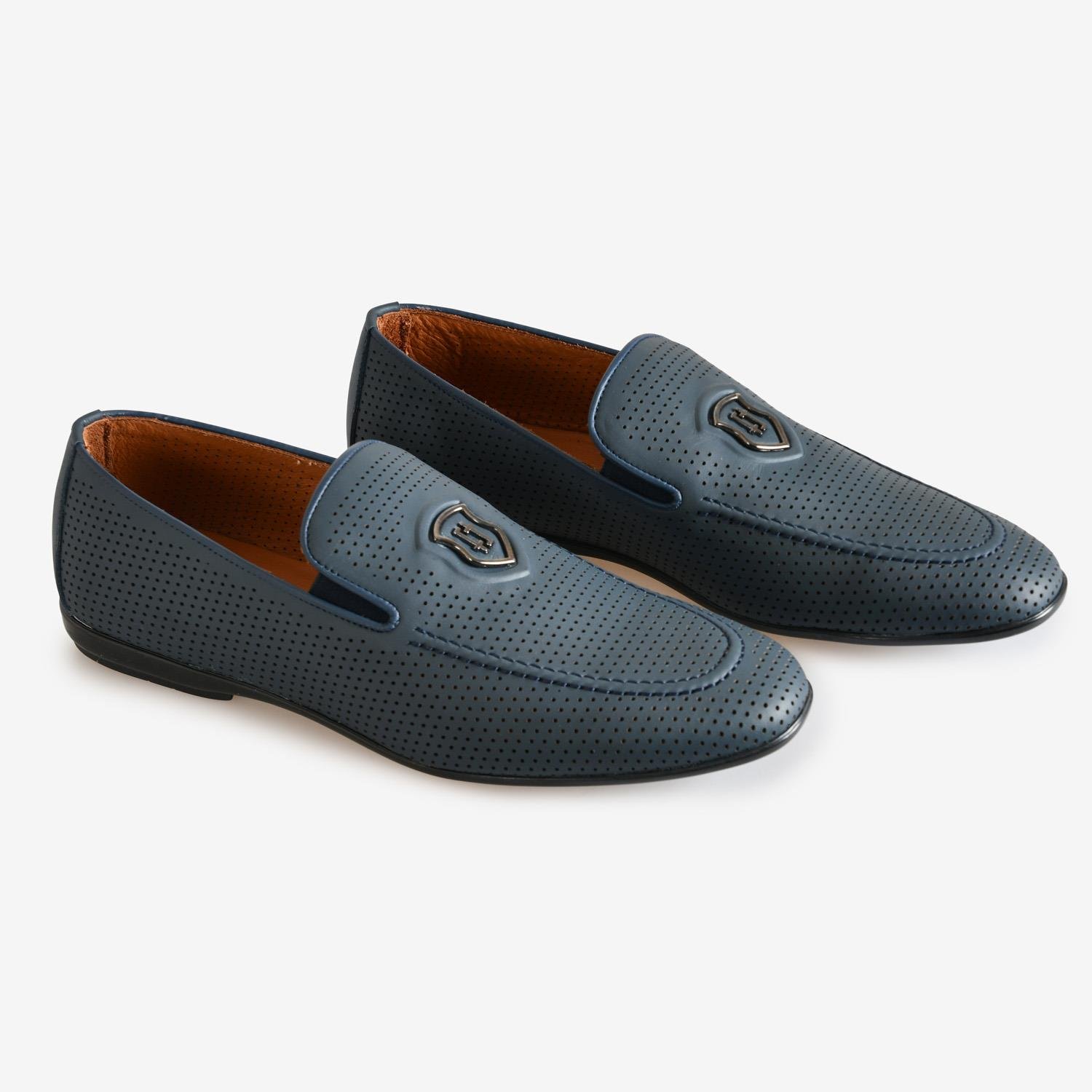 Lacivert Deri Logolu Erkek Loafer