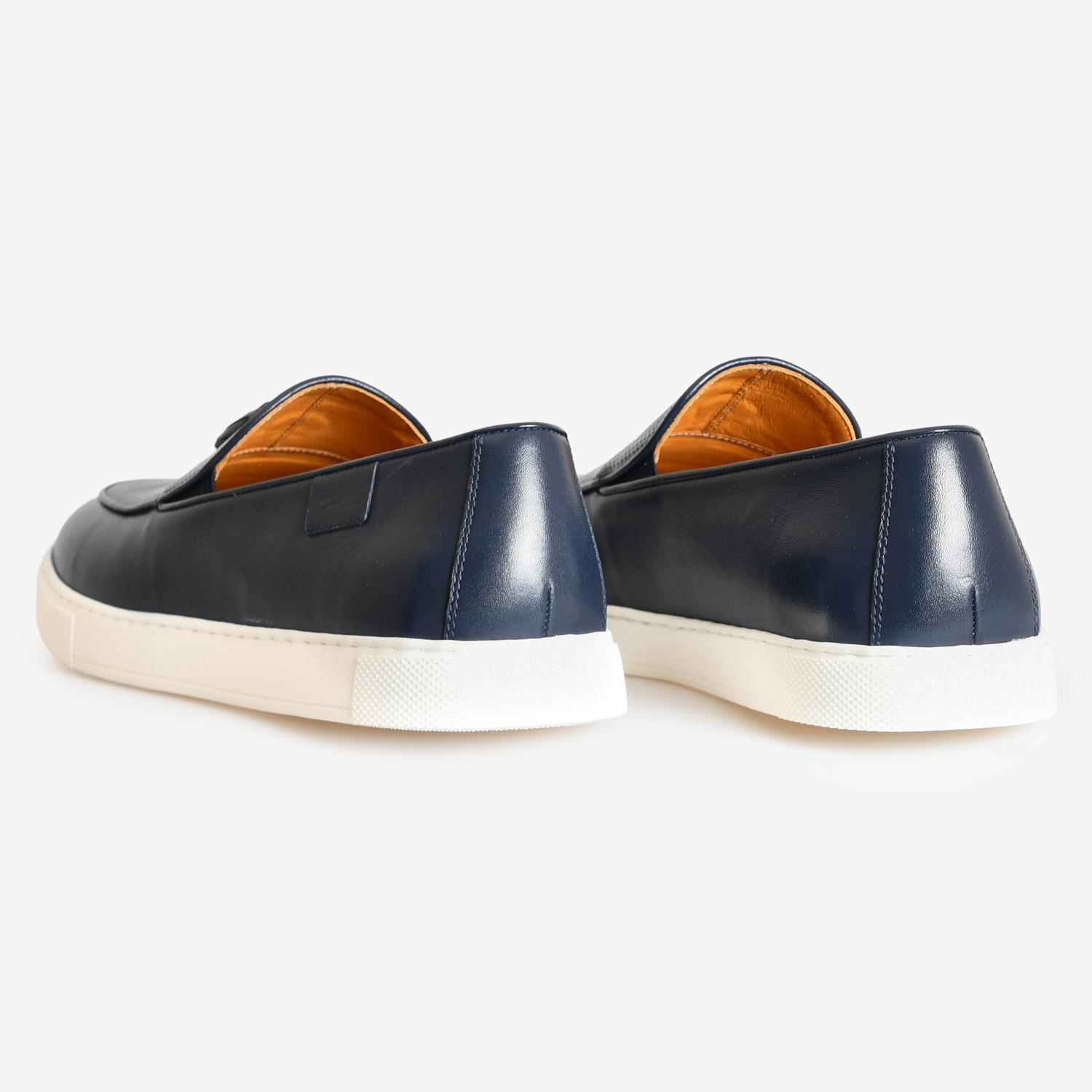 Lacivert Deri Püsküllü Erkek Loafer