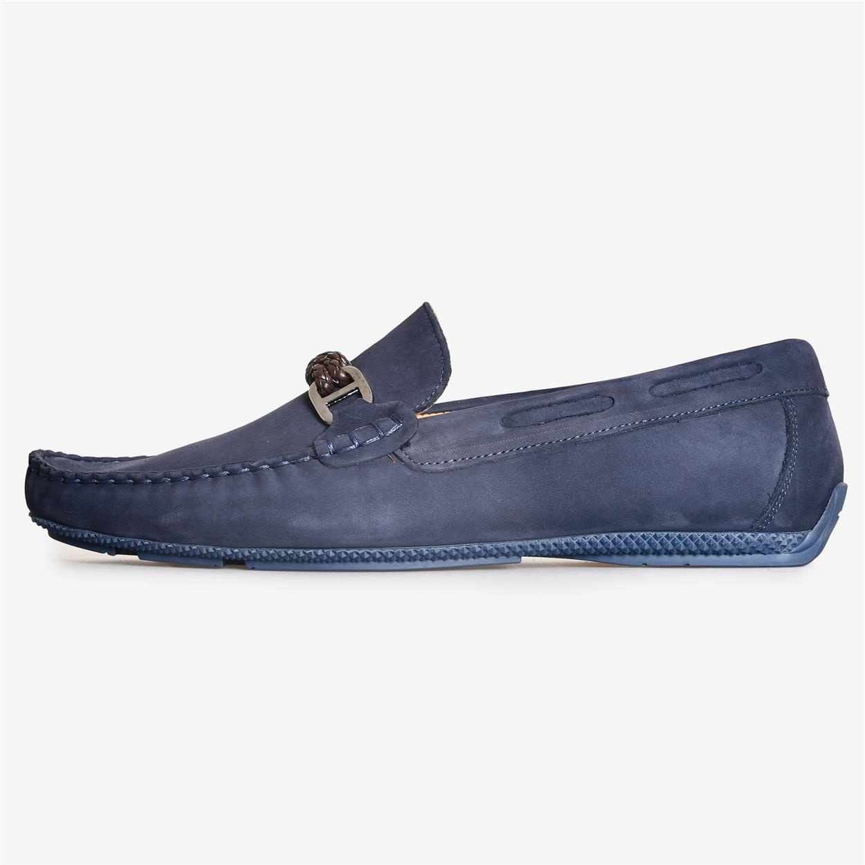 Lacivert Nubuk Deri Erkek Loafer Ayakkabı