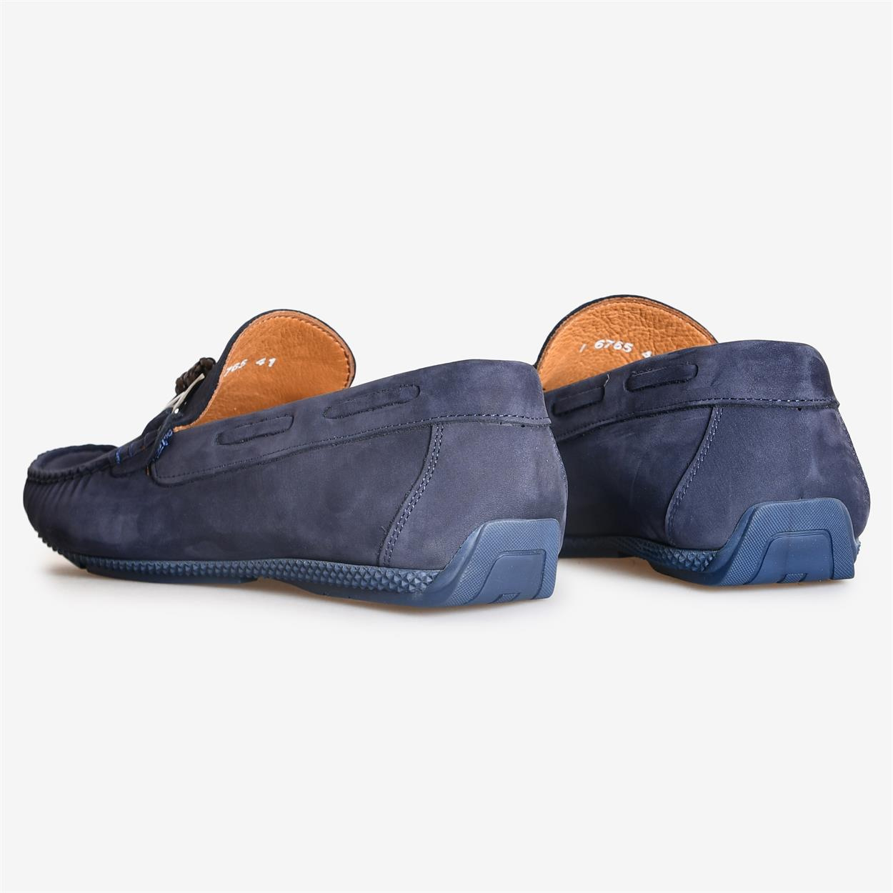 Lacivert Nubuk Deri Erkek Loafer Ayakkabı