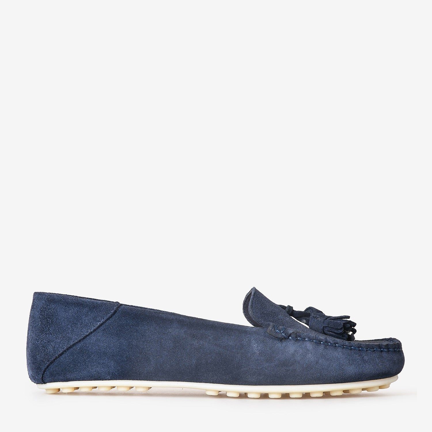 Lacivert Süet Püsküllü Kadın Loafer