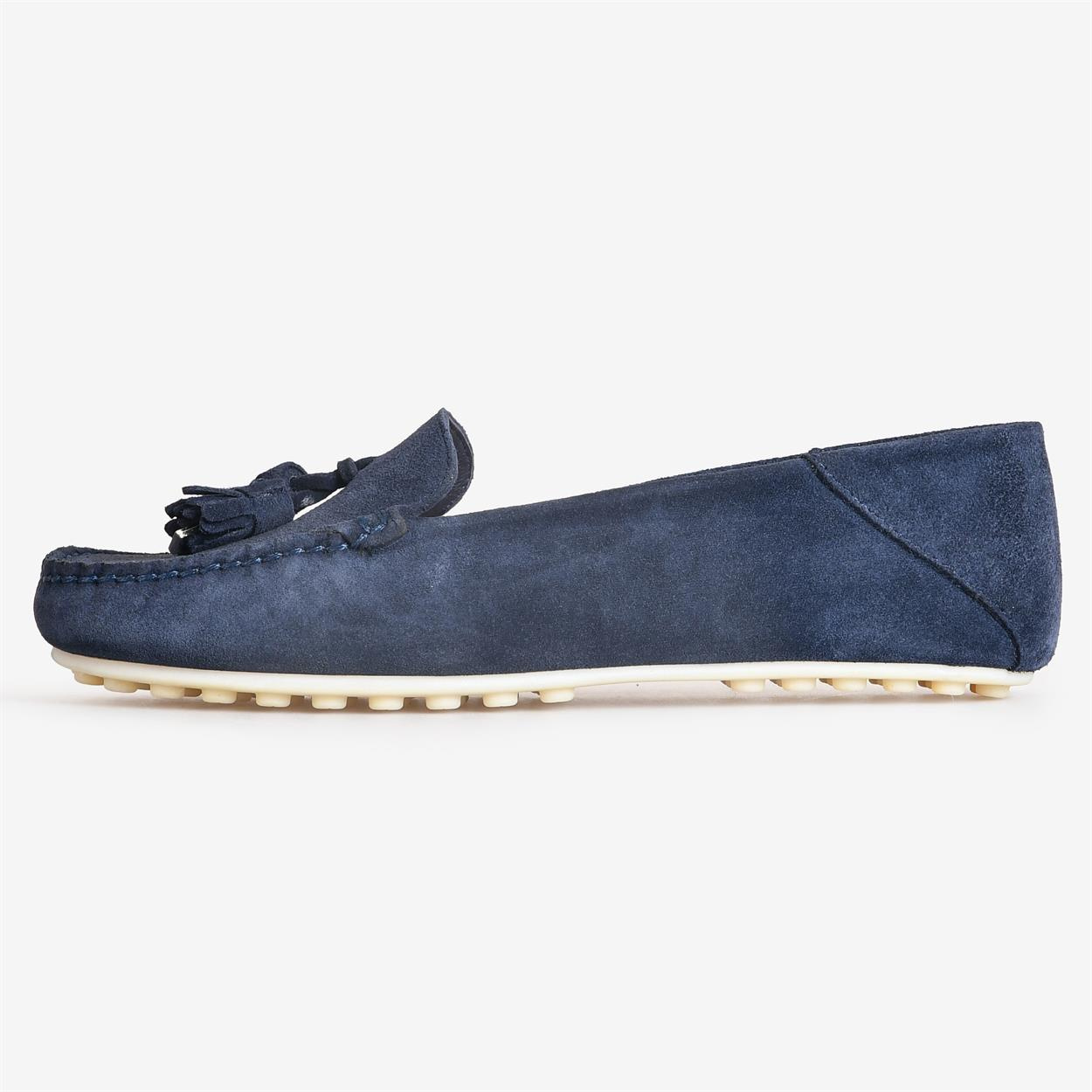Lacivert Süet Püsküllü Kadın Loafer