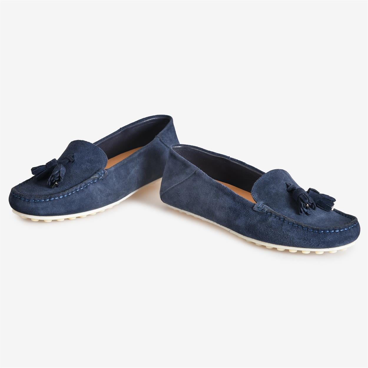 Lacivert Süet Püsküllü Kadın Loafer