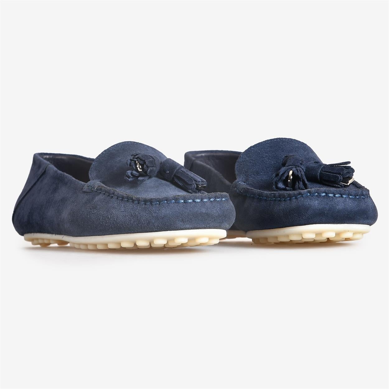 Lacivert Süet Püsküllü Kadın Loafer