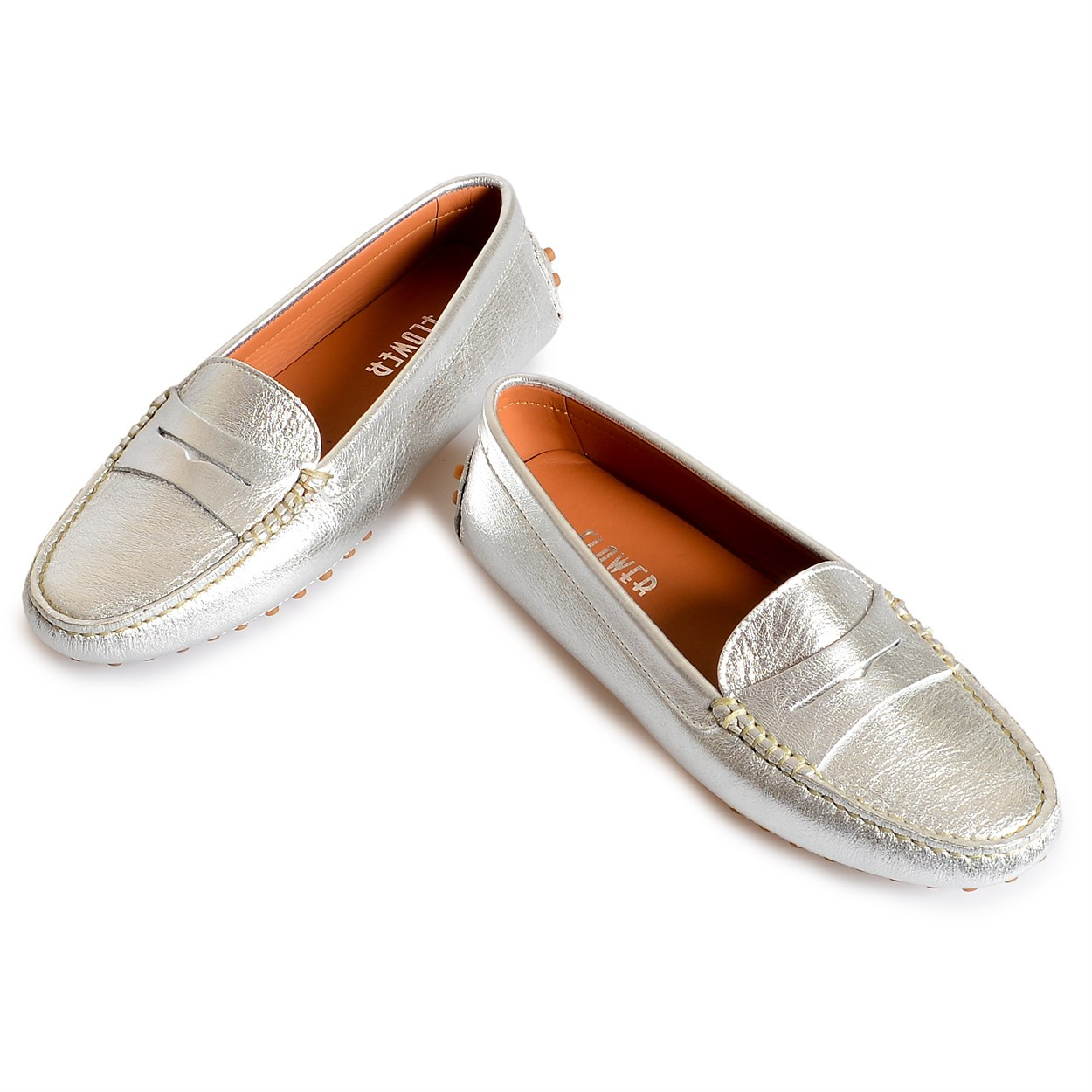 Lame Metalik Deri Babet Loafer