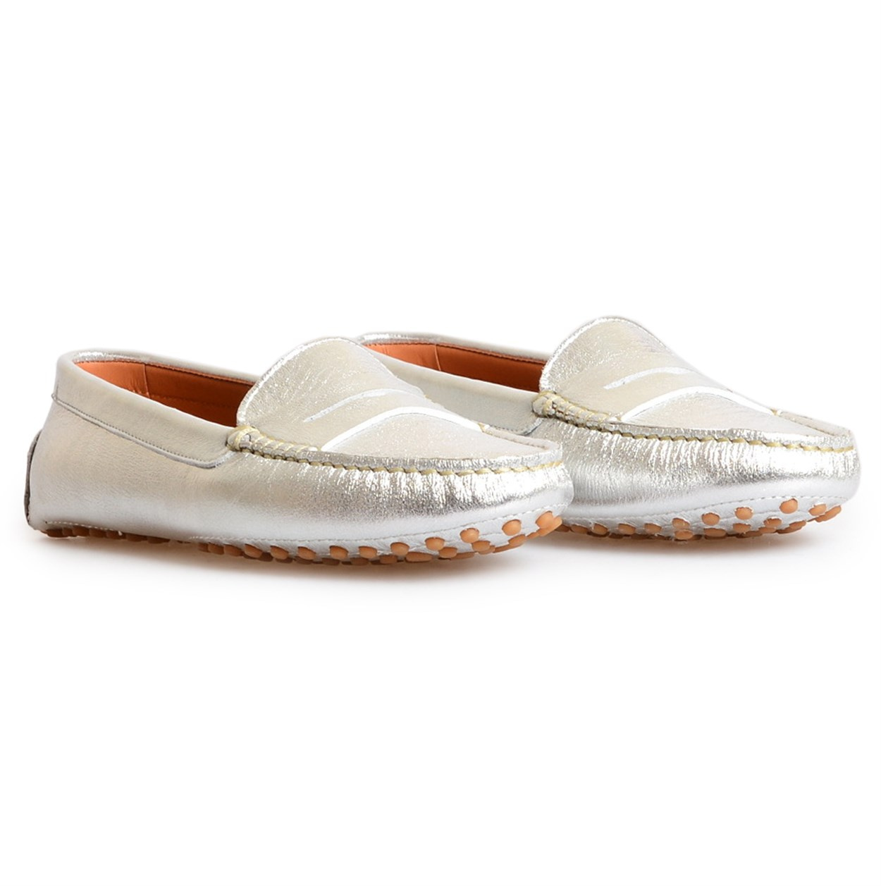 Lame Metalik Deri Babet Loafer