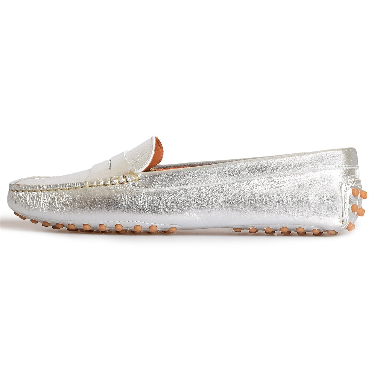 Lame Metalik Deri Babet Loafer