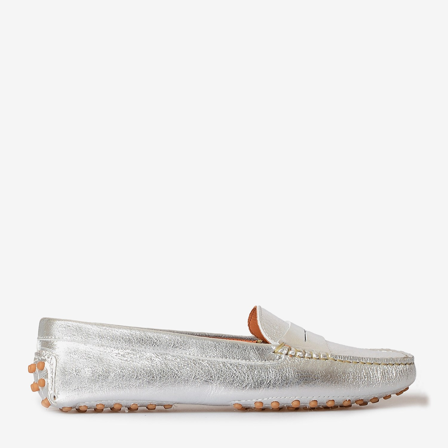 Lame Metalik Kadın Deri Loafer