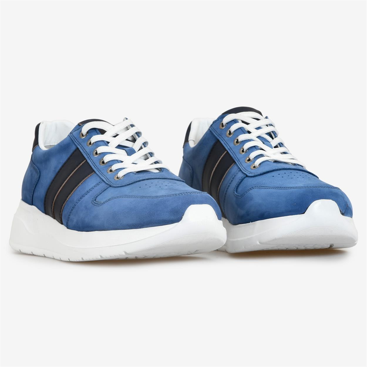Mavi Kombin Deri Erkek Sneakers