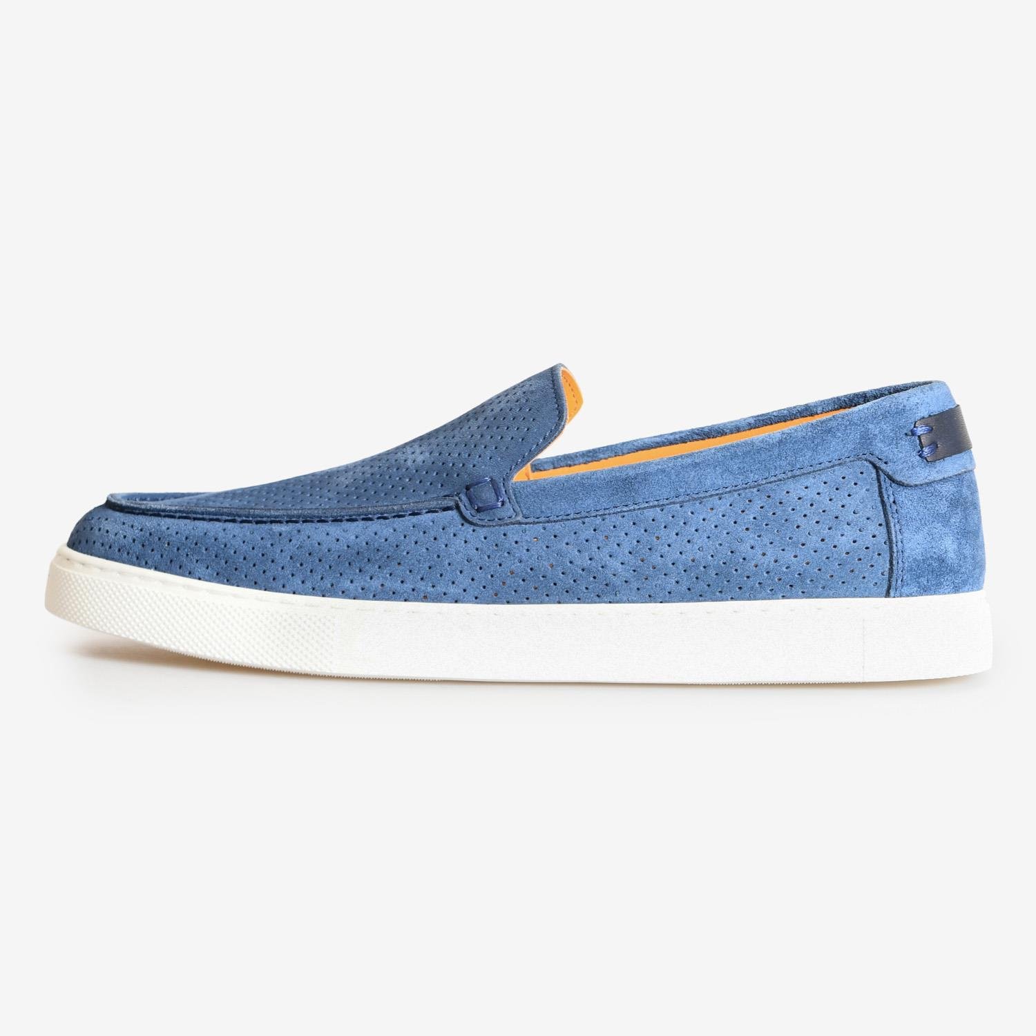 Mavi Süet Erkek Loafer