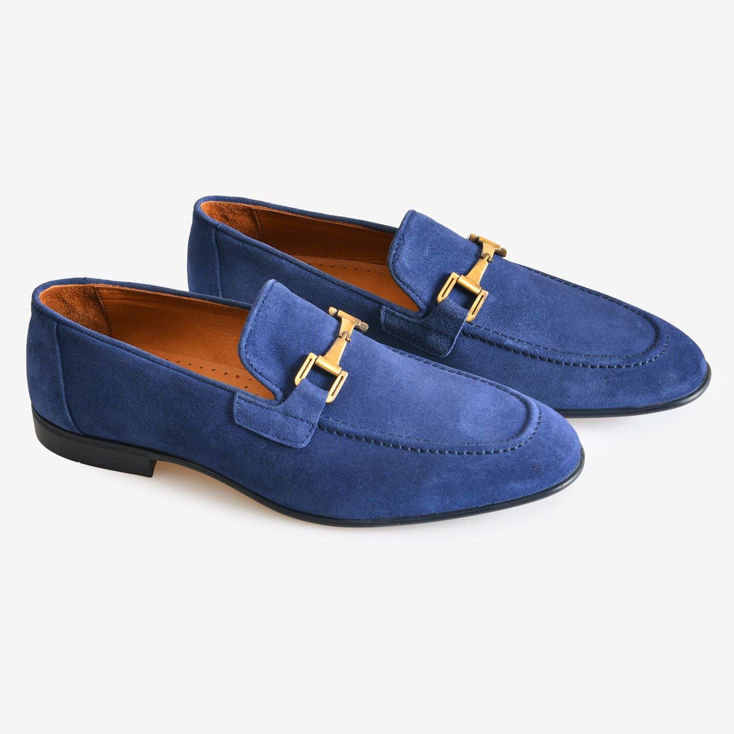 Mavi Süet Tokalı Erkek Loafer