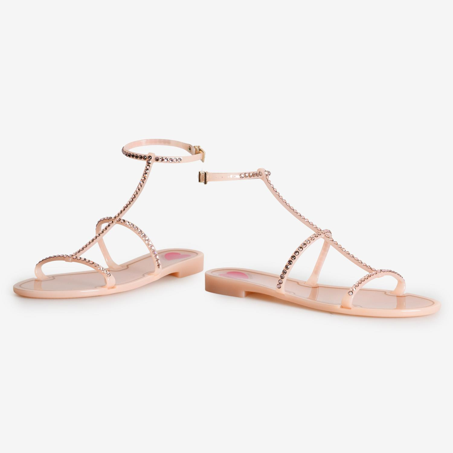 Menghi Bej Taşlı Kadın Sandalet