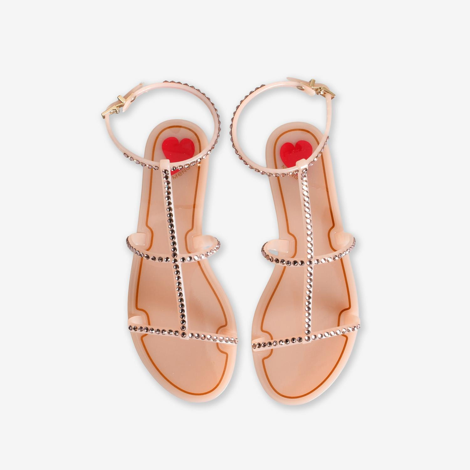 Menghi Bej Taşlı Kadın Sandalet