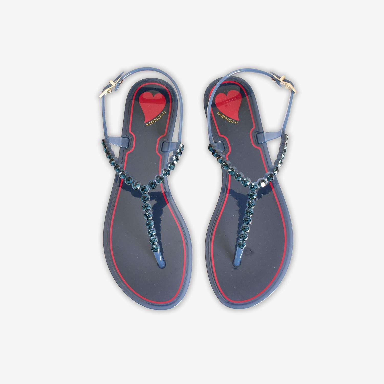 Menghi Lacivert Taşlı Kadın Sandalet