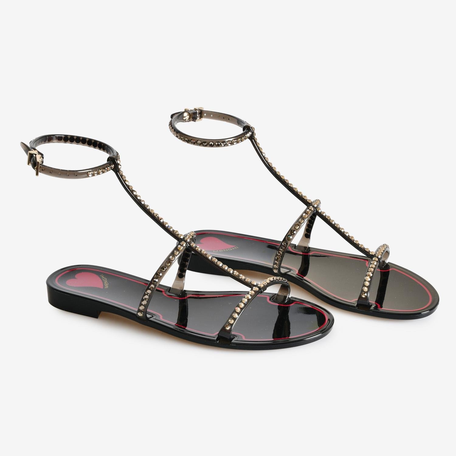 Menghi Siyah Taşlı Kadın Sandalet