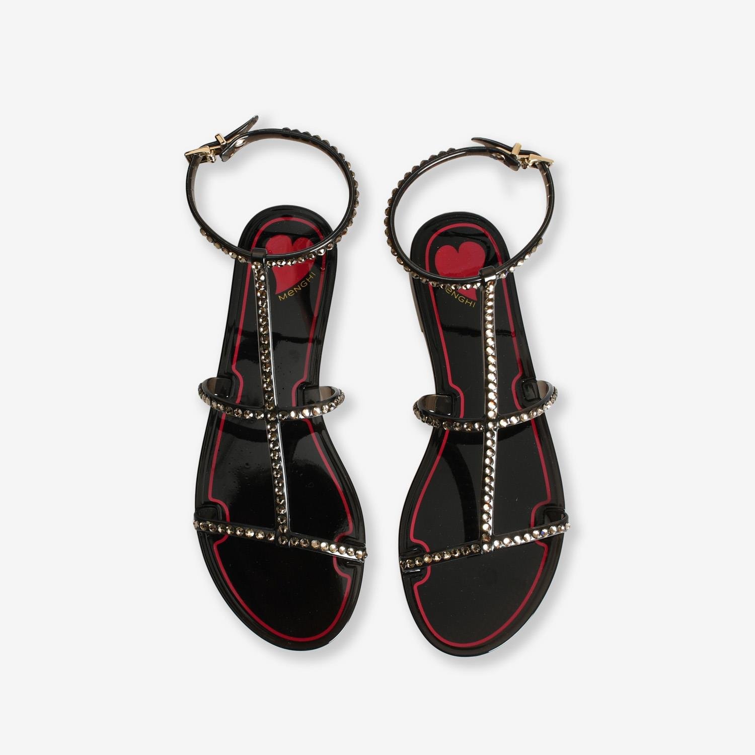 Menghi Siyah Taşlı Kadın Sandalet