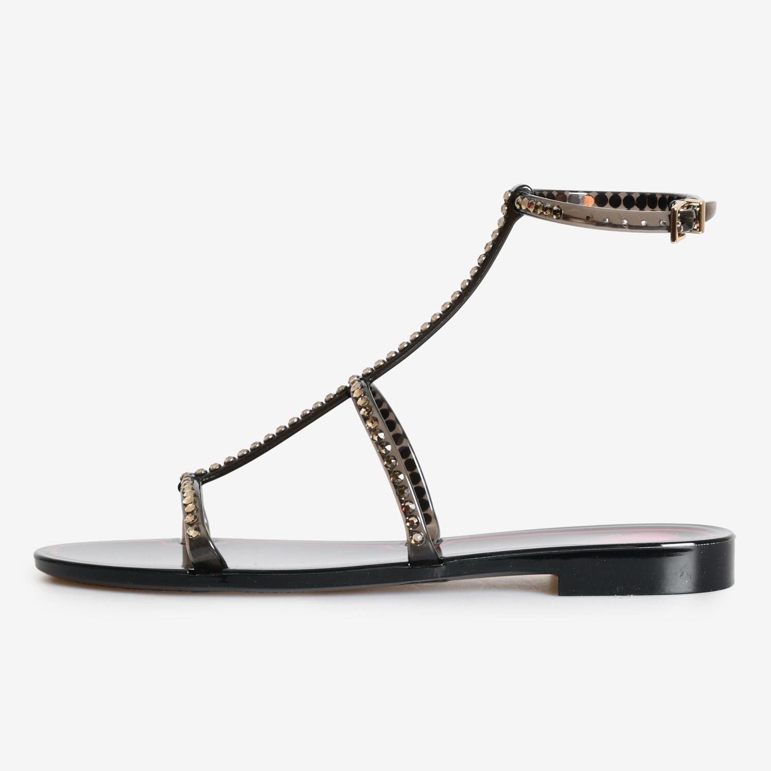 Menghi Siyah Taşlı Kadın Sandalet