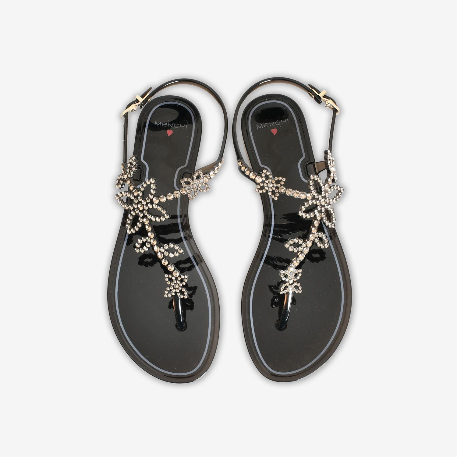 Menghi Siyah Taşlı Kadın Sandalet