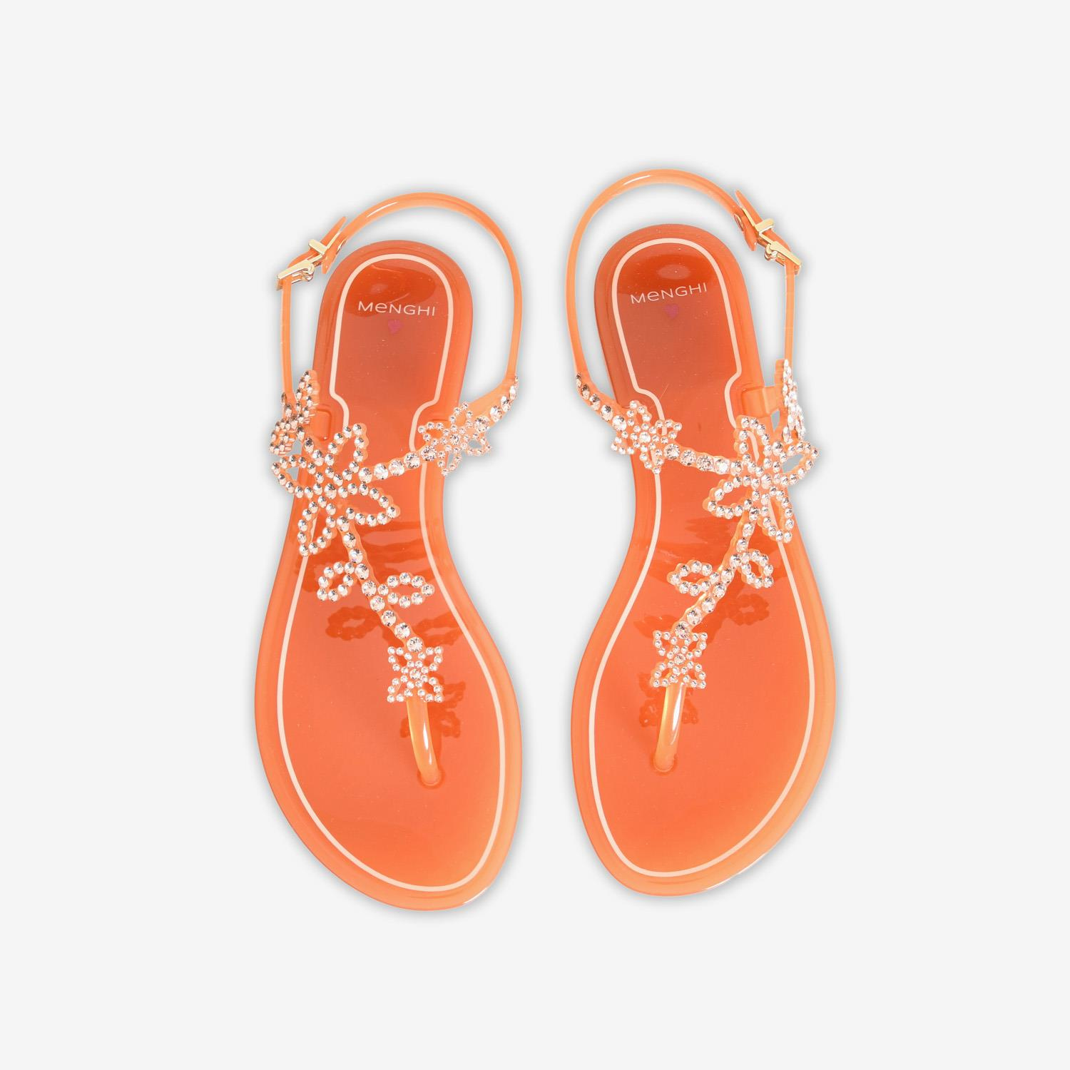 Menghi Turuncu Taşlı Kadın Sandalet