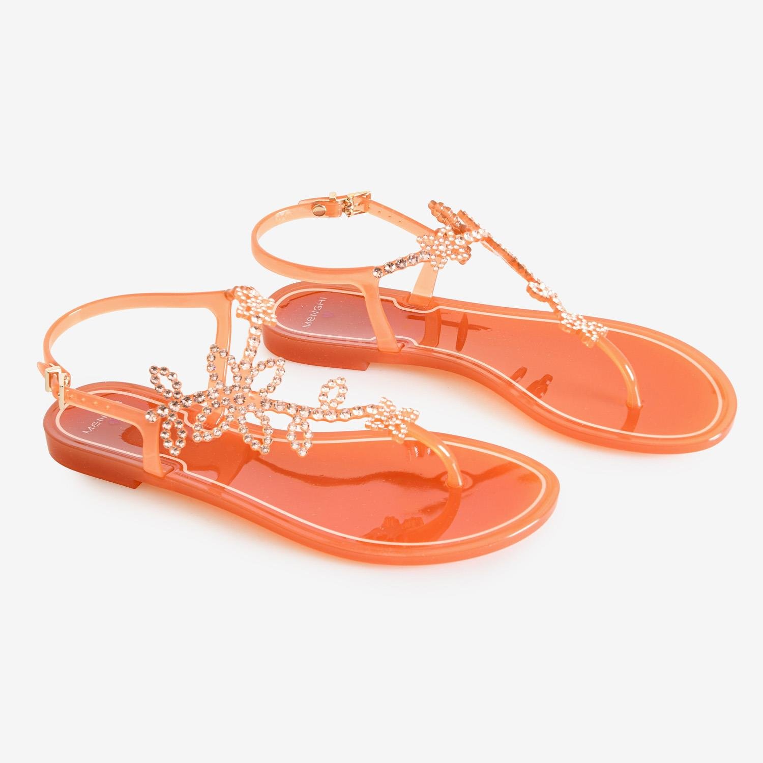 Menghi Turuncu Taşlı Kadın Sandalet