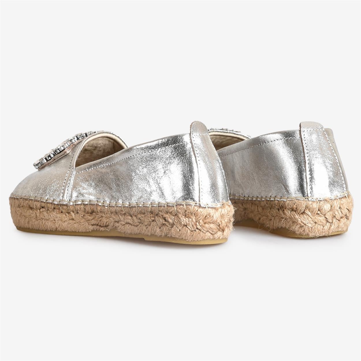 Metalik Lame Deri Kadın Espadril