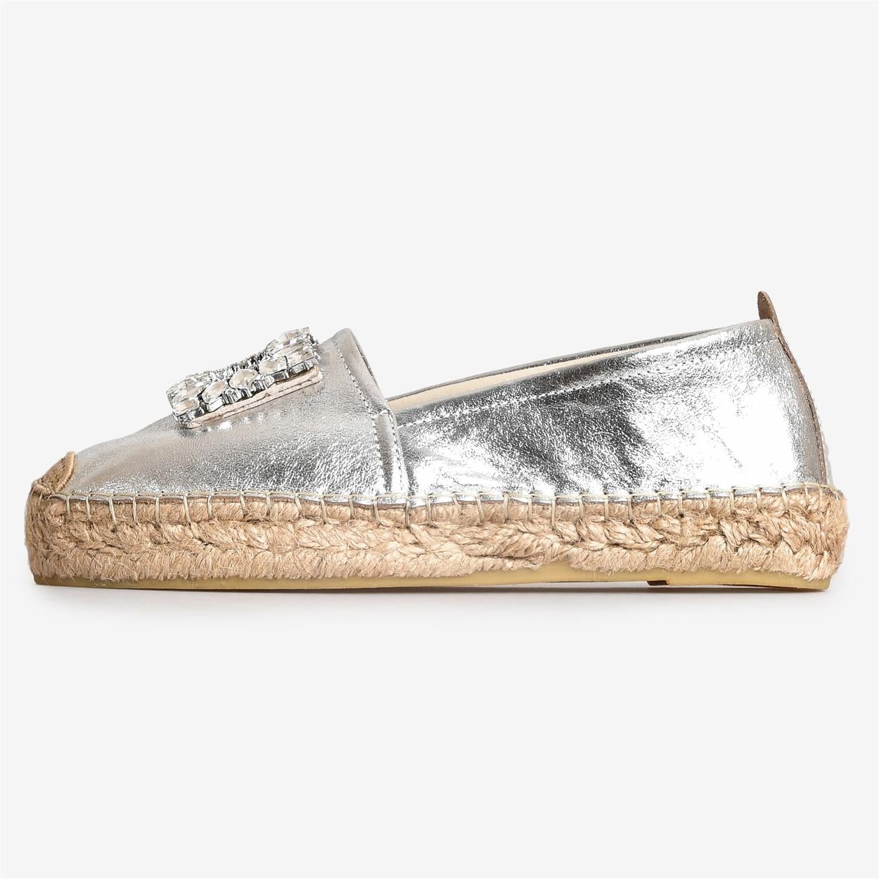 Metalik Lame Deri Kadın Espadril