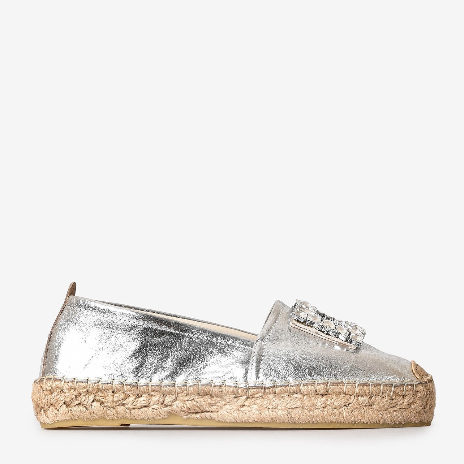 Metalik Lame Deri Kadın Espadril
