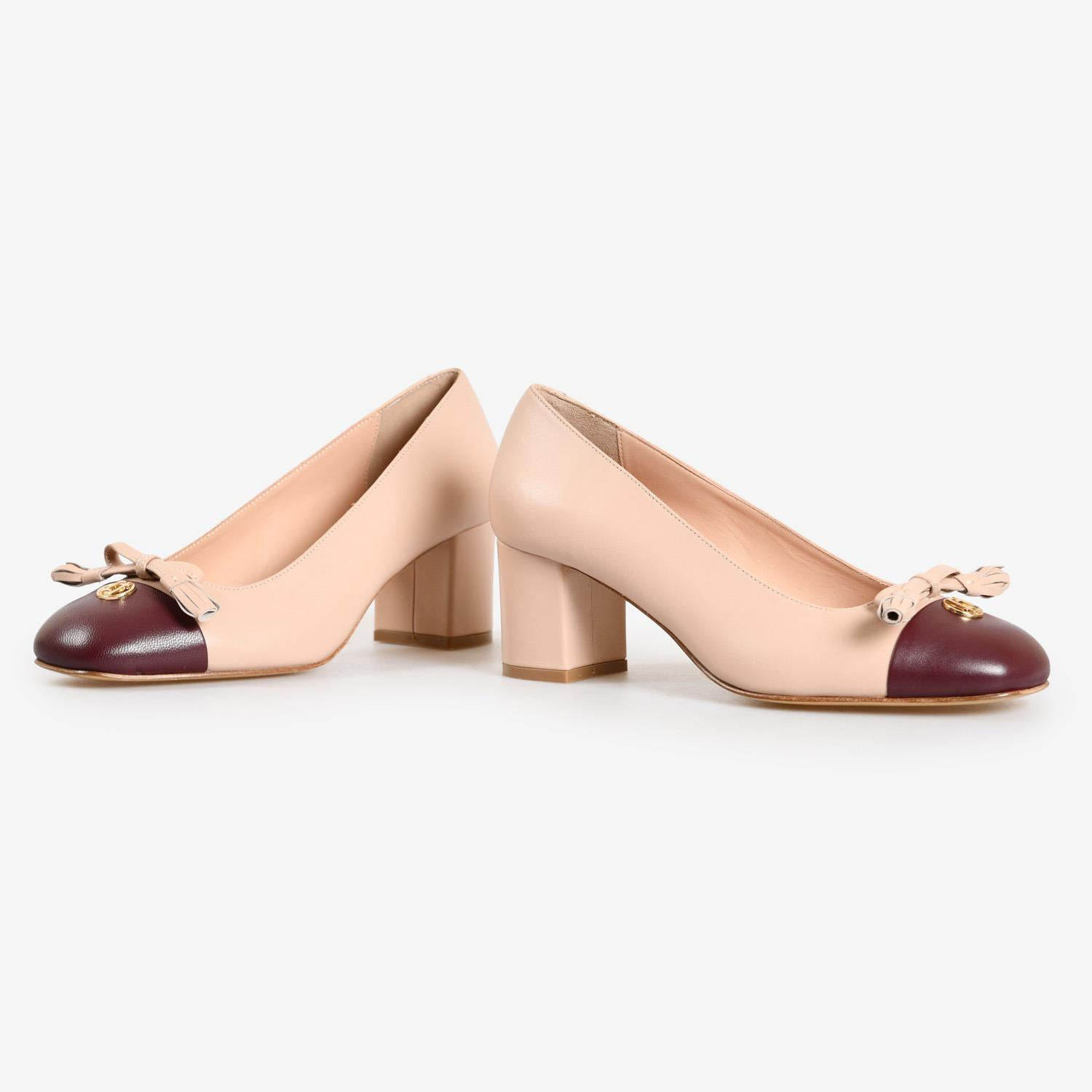 Nut Deri Logolu Fiyonk Detaylı Kadın Abiye Ayakkabı